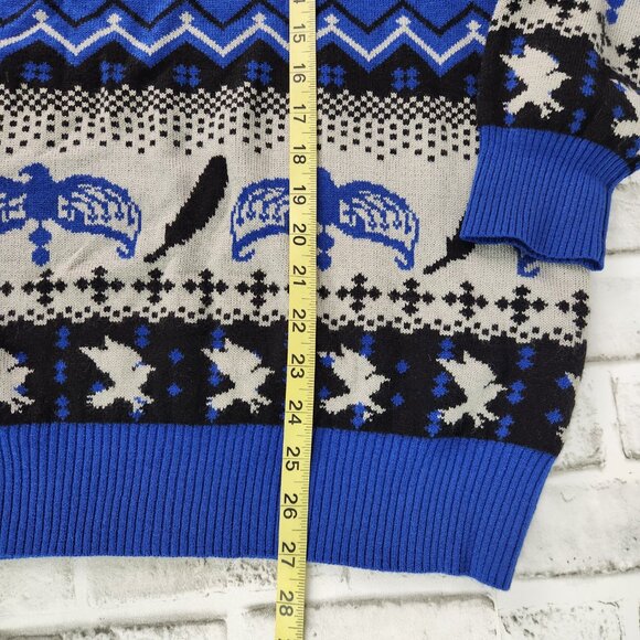 Harry Potter Ravenclaw Happy Christmas Adult Size Medium Blue Black Ugly Sweater - Picture 6 of 8